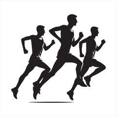 marathon runners sketch art vector silhouette doodle logo design