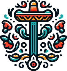 Mexican art logo icon vector white background .