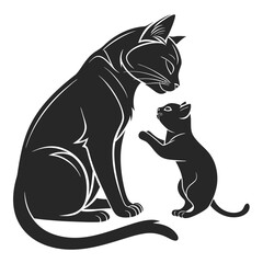 Mother Cat and Kitten vector Illustration