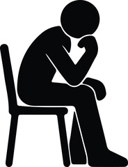 Silhouette thoughtful man sitting on chair business strategy vector illustrator