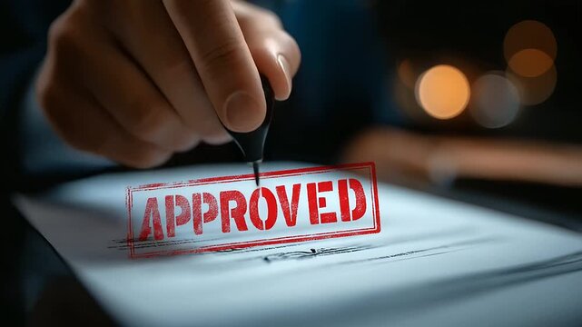 Document approval stamp on loan paperwork