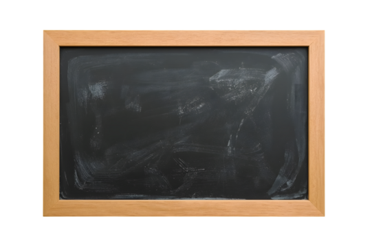 Wooden Frame Blackboard: A classic, clean blackboard within a wooden frame, evoking nostalgia and educational symbolism, set against an immaculate backdrop.