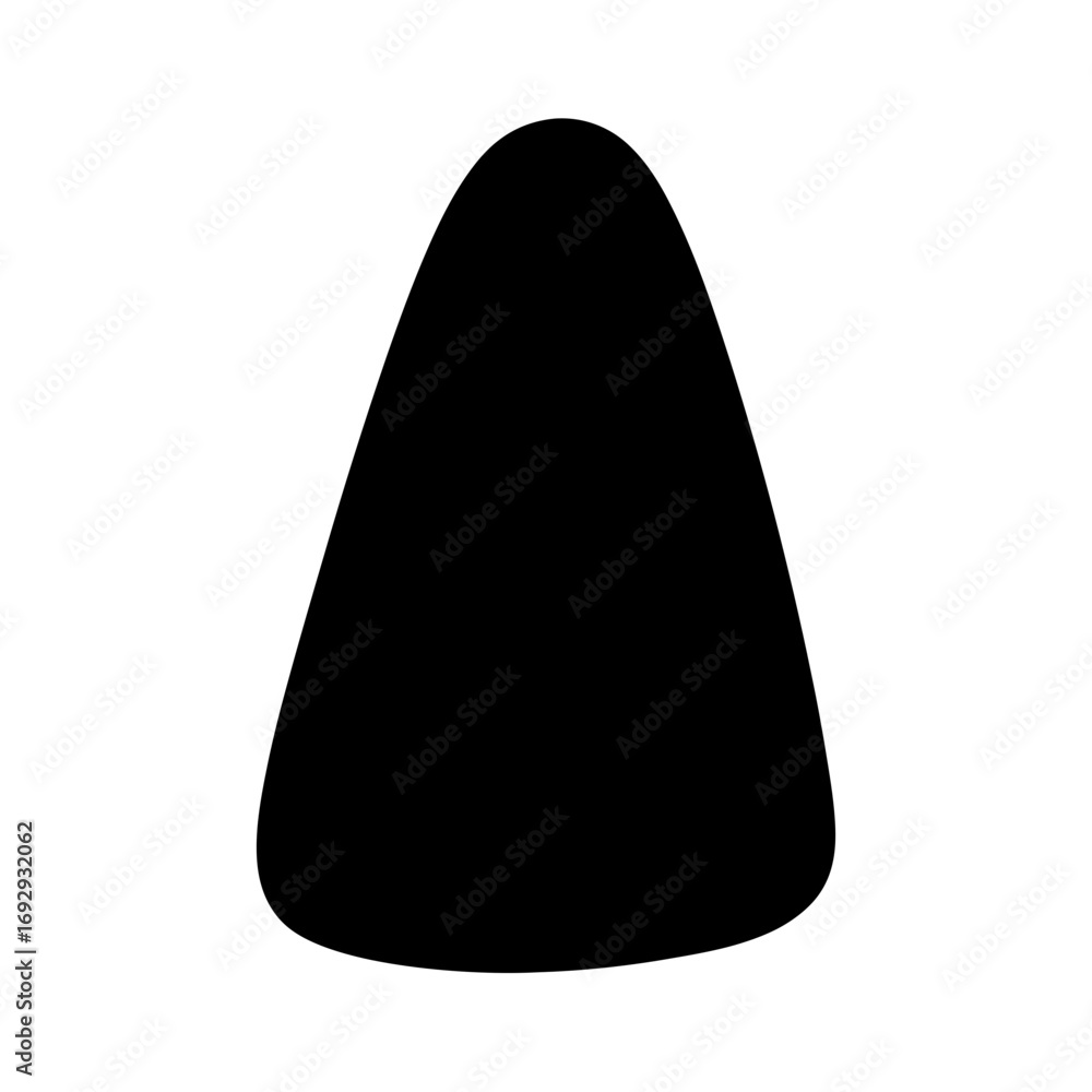 Poster black triangular shape with rounded corners on a clean white background