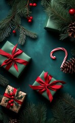 Festive Gift Arrangement With Decorative Elements for a Joyful Holiday Celebration.