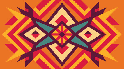 Bold Geometric Pattern With Tribal Influence In Warm Colors abstract