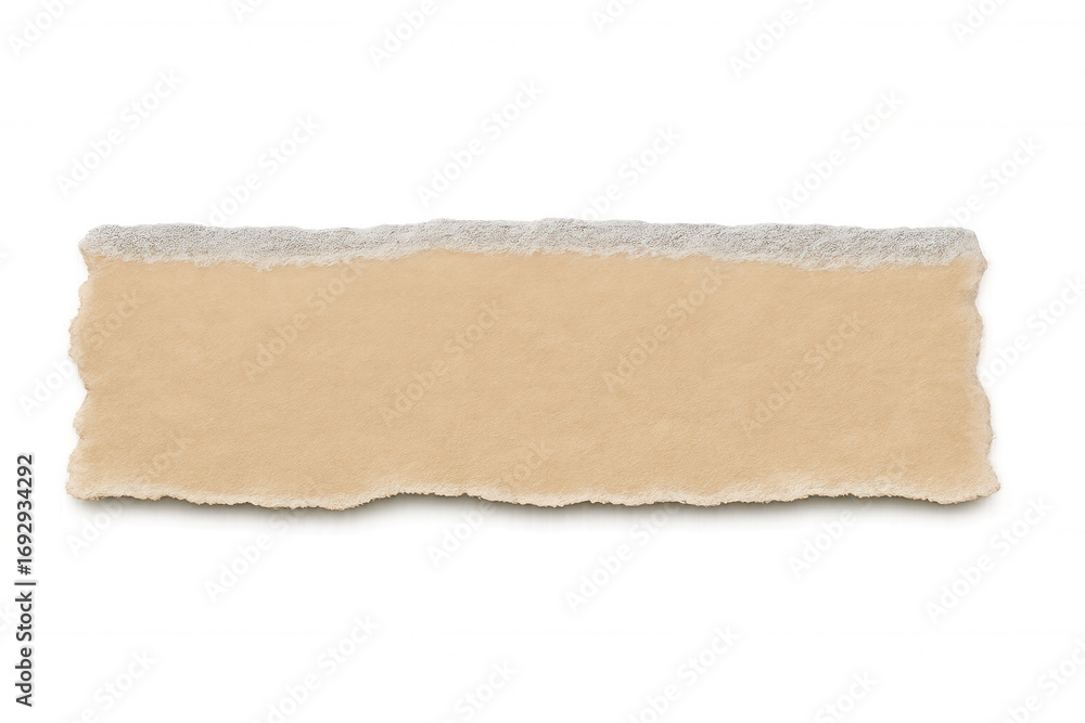 Poster horizontal ripped piece of cardboard with torn edges creating a banner on a transparent background