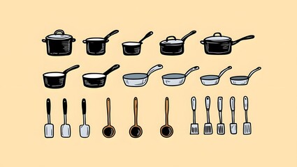 Watercolor Kitchen Goods – Soft pastel hand-painted illustration of cutting boards, cups, jars, and wooden spoons with a cozy rustic charm.