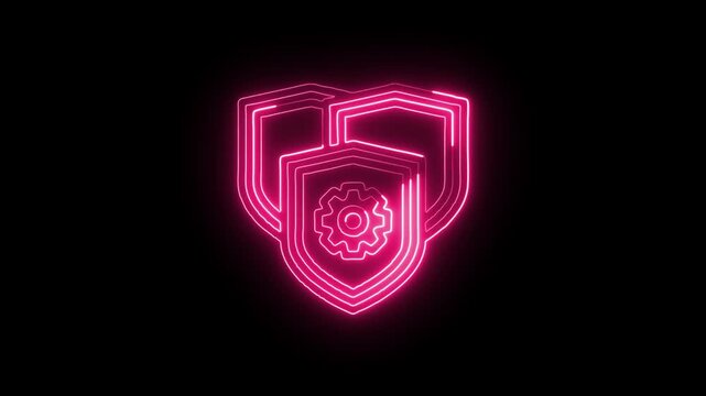 Security Settings Icon Animation with Glowing Lines on Black Background