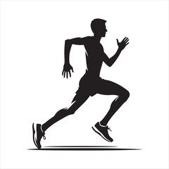 marathon runners sketch art vector silhouette doodle logo design