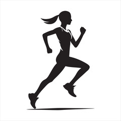 marathon runners sketch art vector silhouette doodle logo design