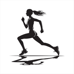 marathon runners sketch art vector silhouette doodle logo design