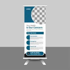 Medical roll up banner design, modern roll up banner, template design, roll up layout.