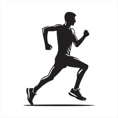 marathon runners sketch art vector silhouette doodle logo design