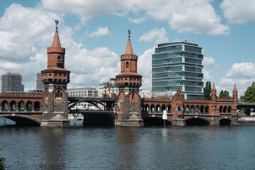 Berlin, Germany - May 26, 2025: Oberbaum Bridge in Berlin - Oberbaumbrücke is a double-deck bridge...