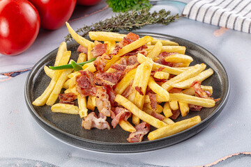 French fry potato with bacon