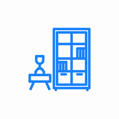 cabinet with books icon sign vector