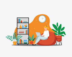 Woman Working Remotely in a Cozy Home Office