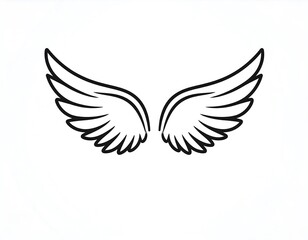 Simple black outline angel wings
