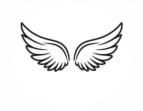 Simple black outline angel wings - Powered by Adobe