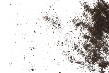 Dirt, soil frame isolated on white background, clipping path