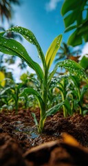 Young plants in a tropical garden