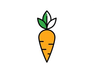 Simple carrot icon with green leaves