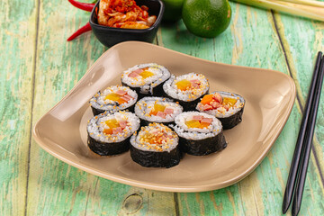 Koream homemade roll Kimbap with nori seaweed