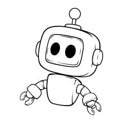 line art drawing illustration of a robot