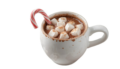 Delicious Rich Hot Chocolate With Marshmallows and Candy Cane Garnish