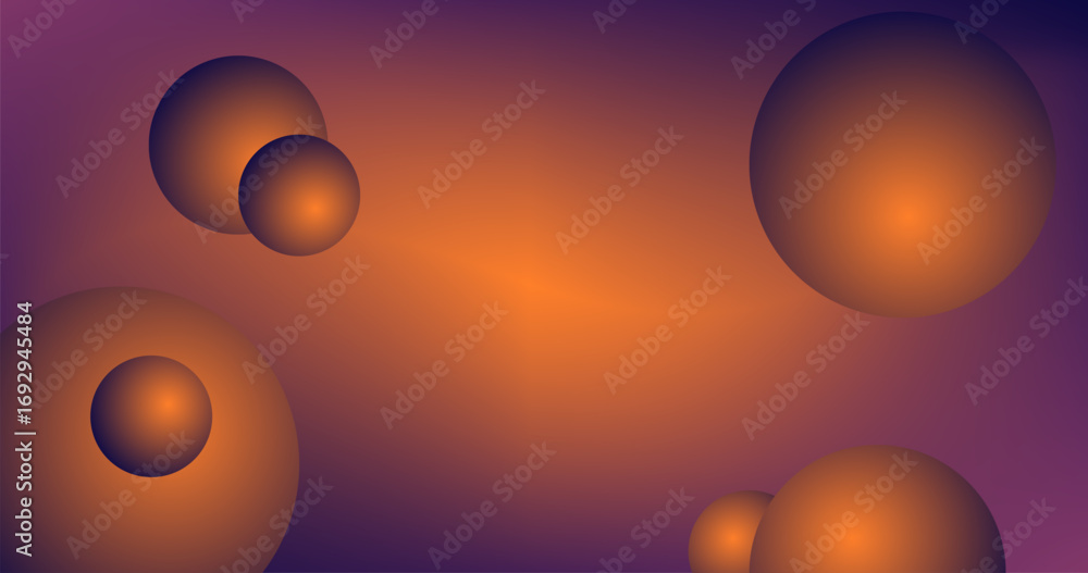 Poster brown purple abstract background with gradient spheres and copy space for element design