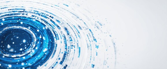 Abstract circular design with blue and white concentric rings