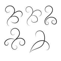 Elegant decorative flourish swirls set for classic design applications white background