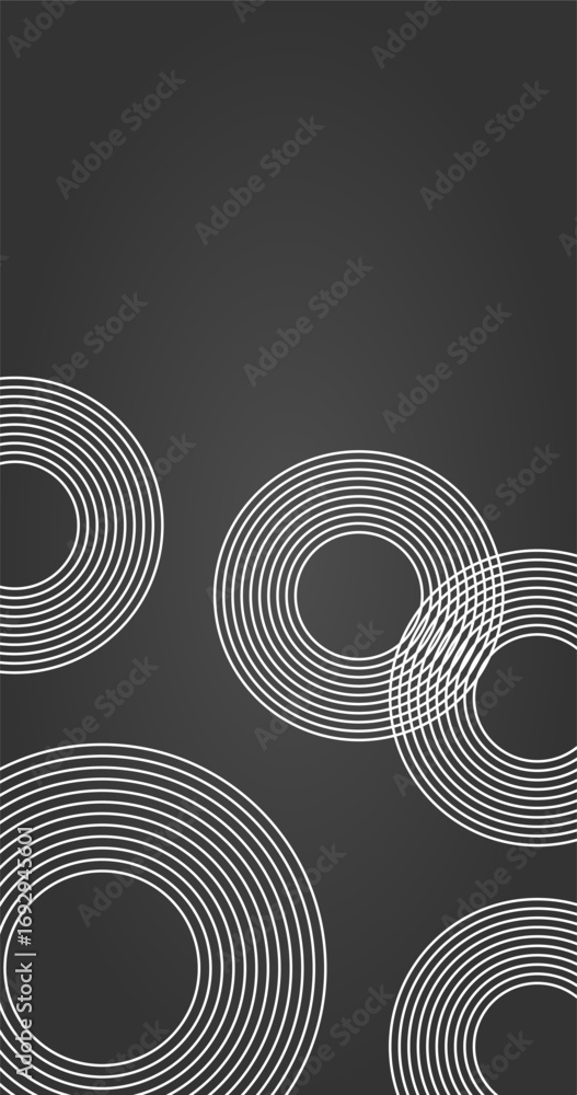 Aufkleber gradient abstract background with circles lines black and white colors