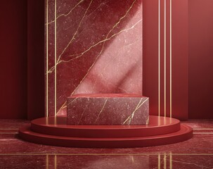 Red marble podium display