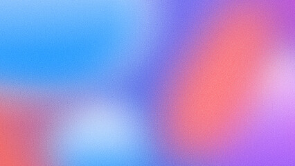 A trendy abstract background with a grainy gradient texture. A soft, blurry blend of blue, purple, and red with a luminous white glow. A modern, noisy luminous wallpaper for posters and web design.