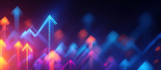 Abstract graphic of rising arrows in vibrant colors