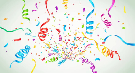 Obraz premium Festive Explosion of Colorful Confetti and Ribbons for Celebration