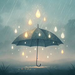 umbrella raining light instead of water surreal