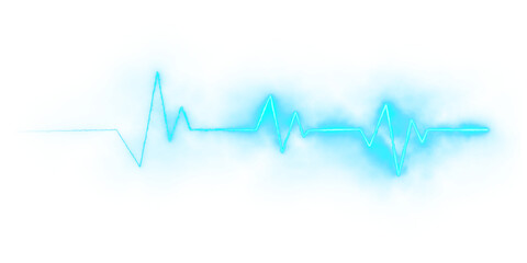 heart beat on ecg vector. heartbeat line icon. vector illustration PNG Formet. Neon glowing blue heartbeat line on transparent background. Modern clean medical symbol isolated on transparent