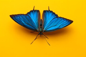 Obraz premium Blue Butterfly on Yellow Background