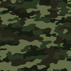 Fototapeta premium Military print camouflage dark green background, vector illustration repeat