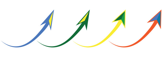 Curve arrows flat doodle style transparent background png set