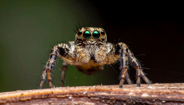 Close-up of a jumping spider on a twig