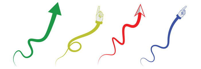 Curve arrows flat icon set doodle hand drawn colorful transparent png