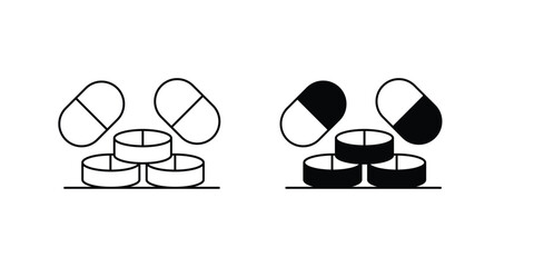 Pills set icon with white background vector stock illustration