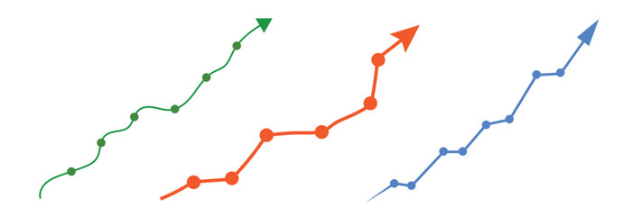 Curve arrows flat style art collection red green yellow blue plant design isolated on transparent PNG