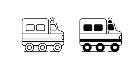 Ambulance set icon with white background vector stock illustration