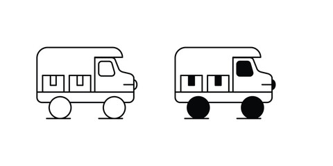Delivery Truck set icon with white background vector stock illustration