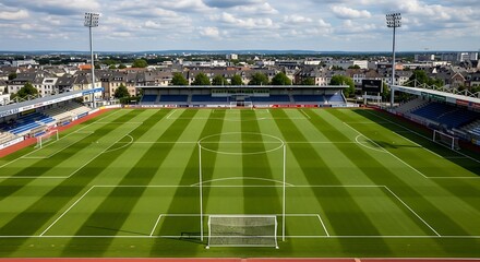 Obraz premium Aerial View of an Empty Gaelic Football Stadium.
