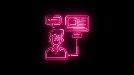 Online Consultation Icon Animation with Glowing Lines on Black Background